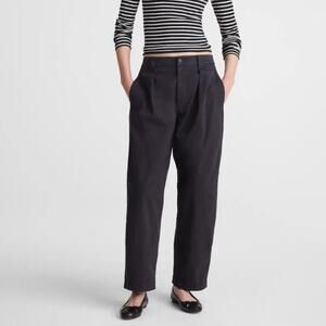 Madewell Barrel Leg Chino Pants Pepper Gray Stretch‎ Twill Cotton Relaxed Fit 31